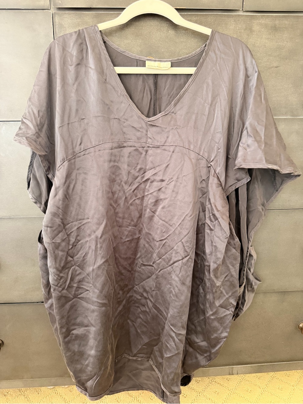 Society for Rational Dress silk gunmetal gray tunic top Small